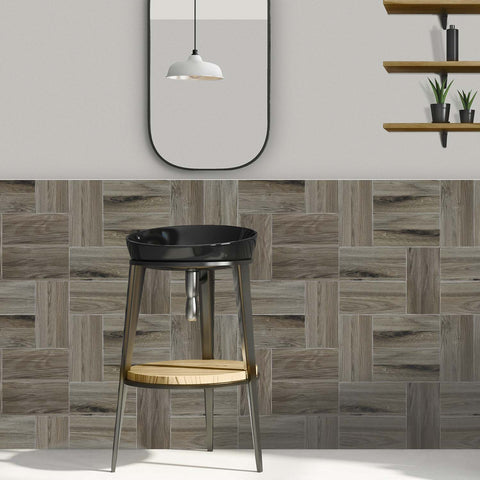 Wood Grain Stickers Waterproof Self-Adhesive Wall Tiles for Kitchen Bathroom Staircase Home Decoration DIY