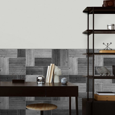 Wood Grain Tile Stickers Self-Adhesive Waterproof Wall Tiles for Kitchen Bathroom Staircase Home Decoration
