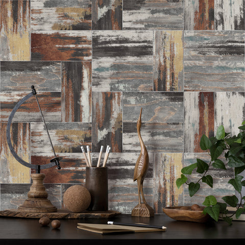 Contemporary Mixed Color Wood Texture Wallpaper for Cozy Homes