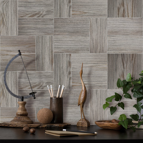 Textured Brown and Gray Wood Panel Wallpaper for Stylish Spaces