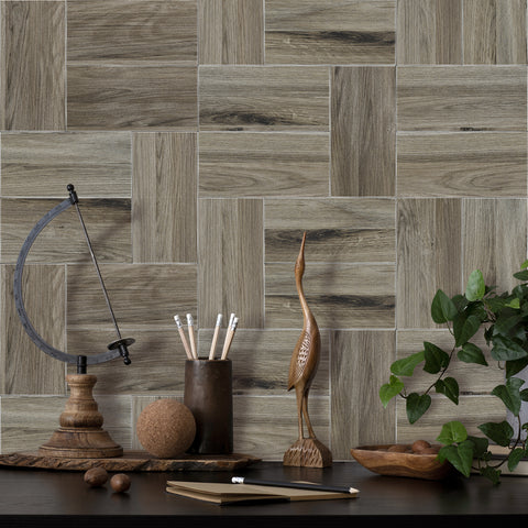 Versatile Gray and Brown Wood Wallpaper for Living Room and Bedroom