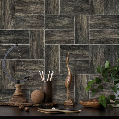 Dark Gray Wood Grain Wallpaper - Textured Peel and Stick Design