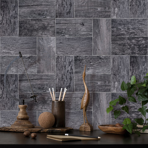 Stylish Dark Wood Effect Wallpaper - Easy Application for Home Decor