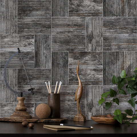 Elegant Dark Wood Wallpaper - Versatile Interior Design Solution