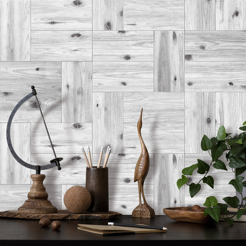 Whitewashed Wood Grain Wallpaper for Modern Minimalist Interiors