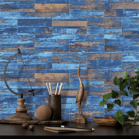 Coastal Blue Barnwood Wallpaper