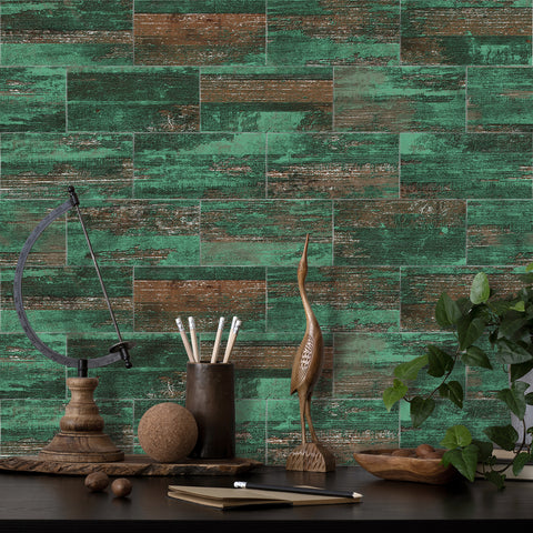 Emerald Forest Wood Grain Wallpaper