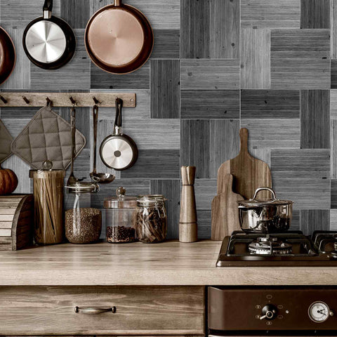 Wood Grain Tile Stickers Self-Adhesive Waterproof Wall Tiles for Kitchen Bathroom Staircase Home Decoration