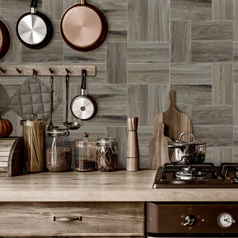 Wood Grain Stickers Waterproof Self-Adhesive Wall Tiles for Kitchen Bathroom Staircase Home Decoration DIY