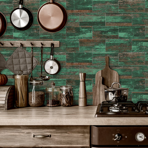 Emerald Forest Wood Grain Wallpaper