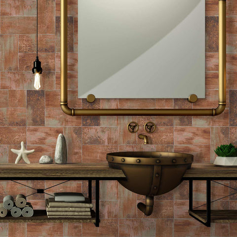 Wood Grain Adhesive Tiles Waterproof Self-Adhesive Wall Tiles for Kitchen Bathroom Staircase Home Decoration