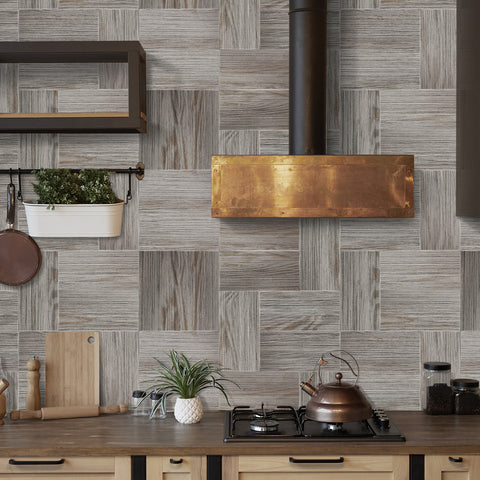 Textured Brown and Gray Wood Panel Wallpaper for Stylish Spaces