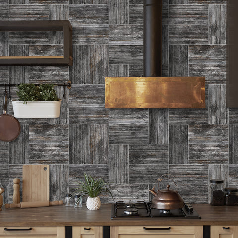 Elegant Dark Wood Wallpaper - Versatile Interior Design Solution