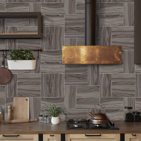 Warm Taupe and Deep Gray Wood Texture Wallpaper for Cozy Spaces