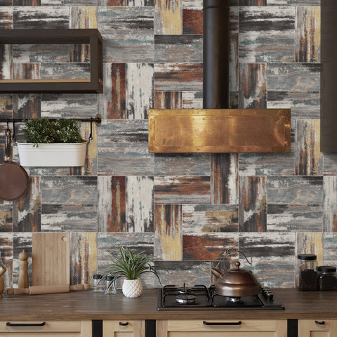 Contemporary Mixed Color Wood Texture Wallpaper for Cozy Homes