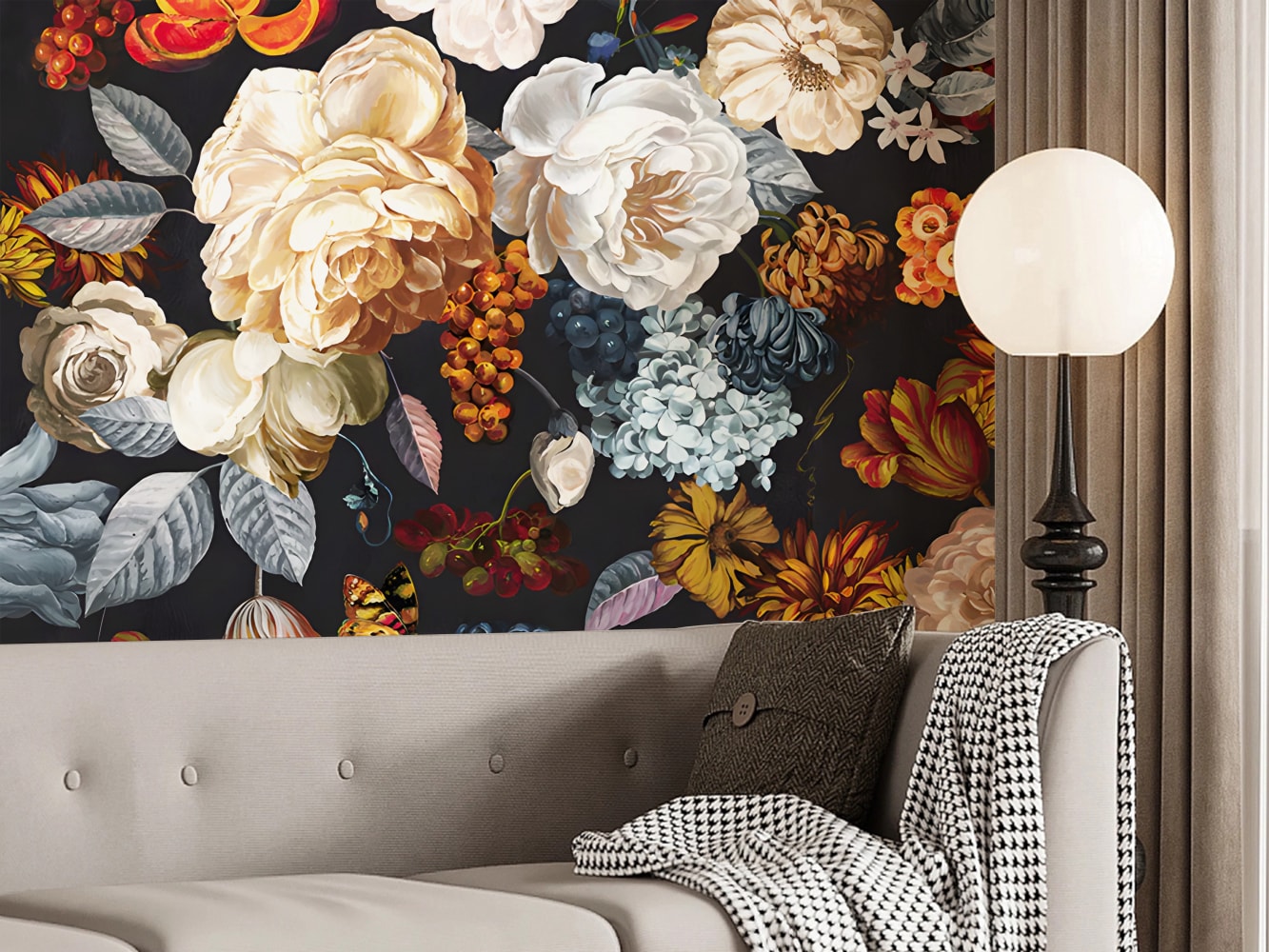 vintage dark floral wallpaper