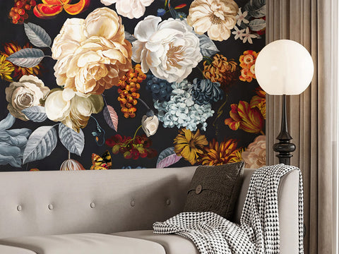vintage dark floral wallpaper