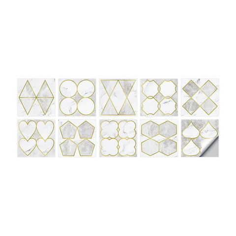 The golden and white tone of the tile sticker is noble and elegant