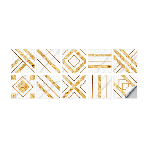 Gorgeous golden and white tone: the dazzling luxury of tile stickers