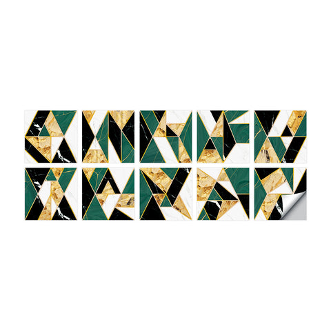 Classic green and gold tone: the elegant style of tile stickers