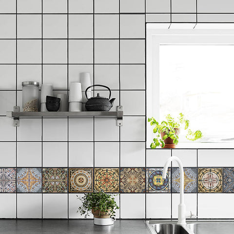 Retro colorful tones: the classical charm of tile stickers