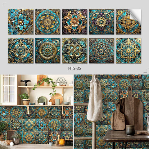 Luxury gold and emerald: the aristocratic style of tile stickers