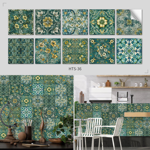 Fresh green and gold tone: the natural elegance of tile stickers