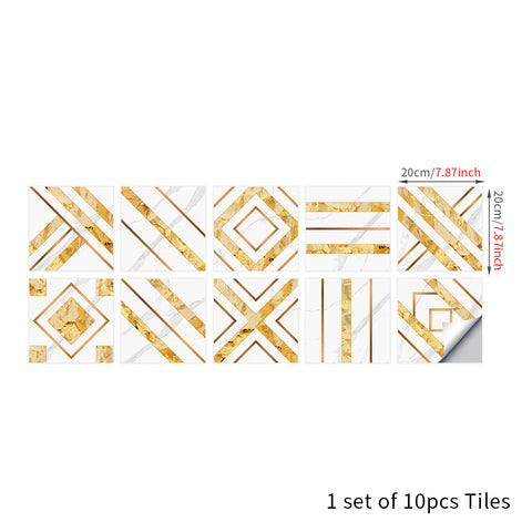 Gorgeous golden and white tone: the dazzling luxury of tile stickers