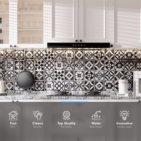 Black and white classic, geometric beauty - a fashionable interpretation of tile stickers