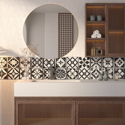 Black and white classic, geometric beauty - a fashionable interpretation of tile stickers