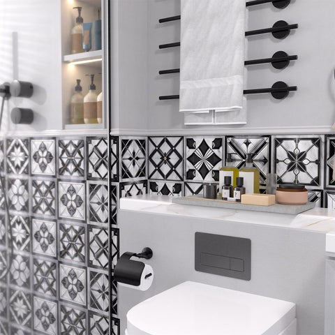 Decor Delights: Enhance Your Home with Tile Series Stickers(Black-White)