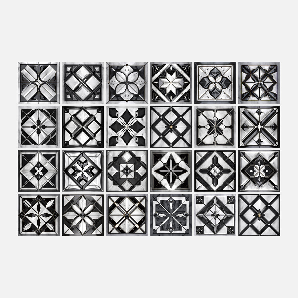 Black and white classic, geometric beauty - a fashionable interpretation of tile stickers