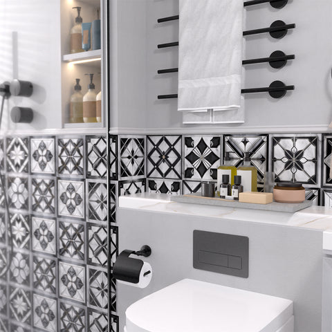 Black and white classic, geometric beauty - a fashionable interpretation of tile stickers