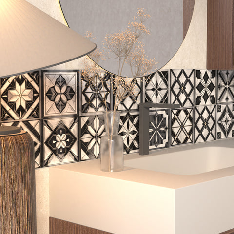 Black and white classic, geometric beauty - a fashionable interpretation of tile stickers