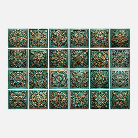 Decor Delights: Enhance Your Home with Tile Series Stickers(Classic Red and Green)