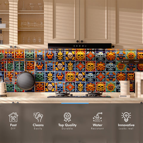 Mysterious Mexico - Skull Theme Tile Sticker