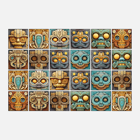 Ancient Totem - Retro Mask Tile Sticker