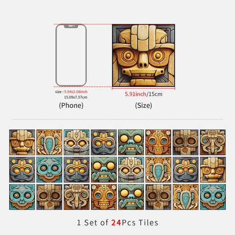 Ancient Totem - Retro Mask Tile Sticker