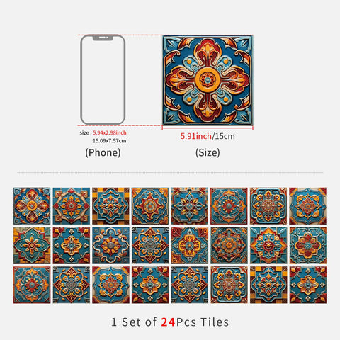 Decor Delights: Enhance Your Home with Tile Series Stickers(Classic Red and Green)