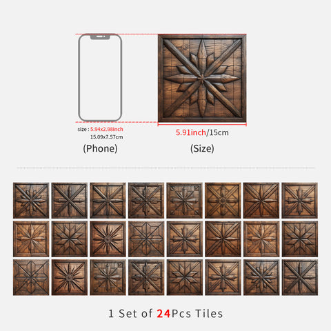 Vintage Teak 3d Wood Wallpaper Size-6"×6" 15cm×15cm