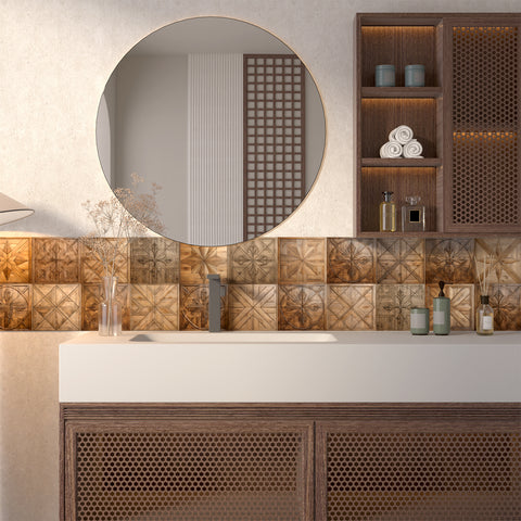 Brown Deep Textured Tile Sticker