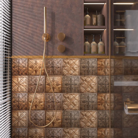 Brown Deep Textured Tile Sticker