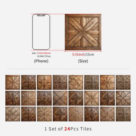 Brown Deep Textured Tile Sticker