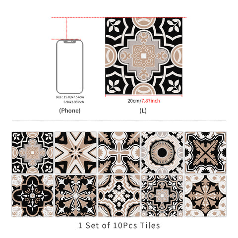 Classic black, white and brown: the retro style of tile stickers