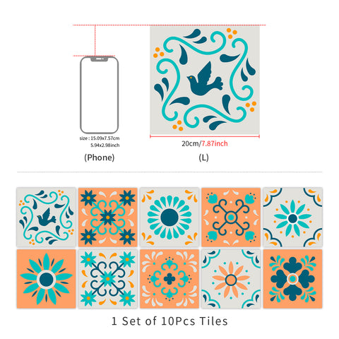 Fresh orange and blue: the vibrant beauty of tile stickers