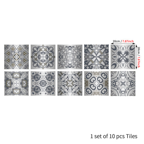 Silver-gray interweaving: fashionable tile stickers with abstract flowers