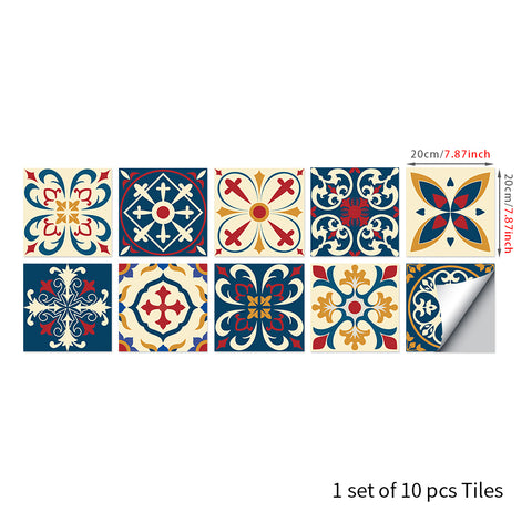 Retro red and blue: the artistic retro style of tile stickers