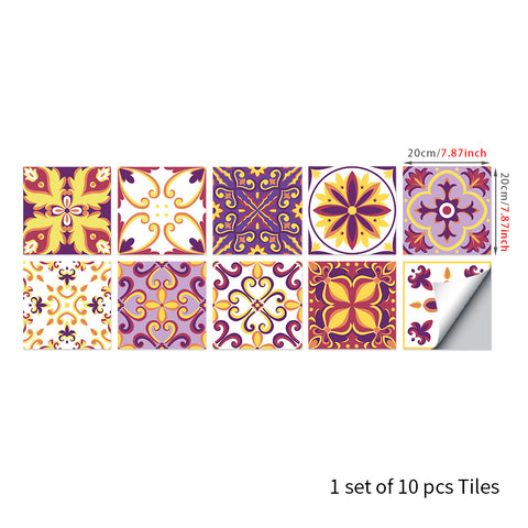 Gorgeous purple and yellow tone: the artistic bloom of tile stickers