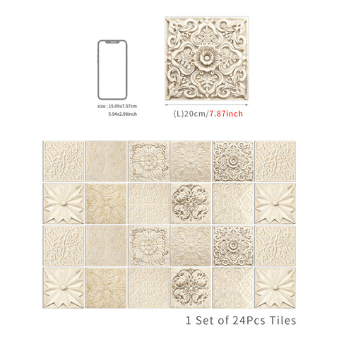 Off-white relief tile stickers: create an elegant artistic atmosphere