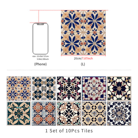 Retro floral tile stickers, injecting artistic atmosphere into the space